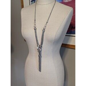 Erica Lyons Long Multi Strand Silver Tassel Necklace